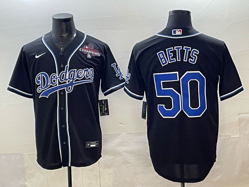 Men 2025 Nike Los Angeles Dodgers #50 Betts Black MLB Jersey style 0012->los angeles dodgers->MLB Jersey